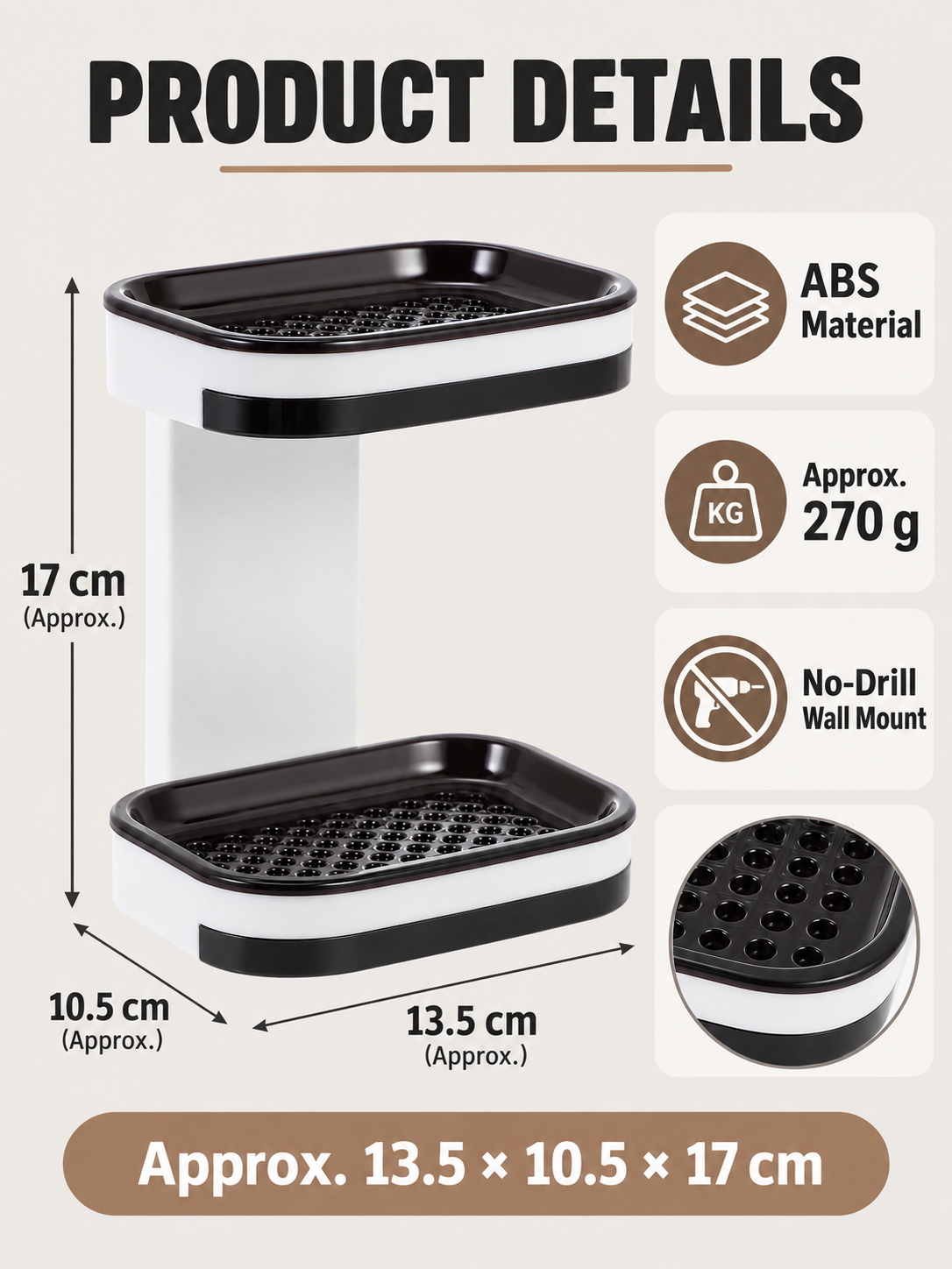 🚿 Bathroom Deal – No-Drill Double-Layer Soap Holder 🧼 Wall-Mounted Shower Organizer with Quick-Drain Tray ✨