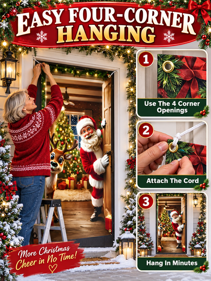 🎄 Christmas Deal – Santa Claus Door Cover 🎅 Festive Hanging Banner for Front Door Holiday Home Décor ✨