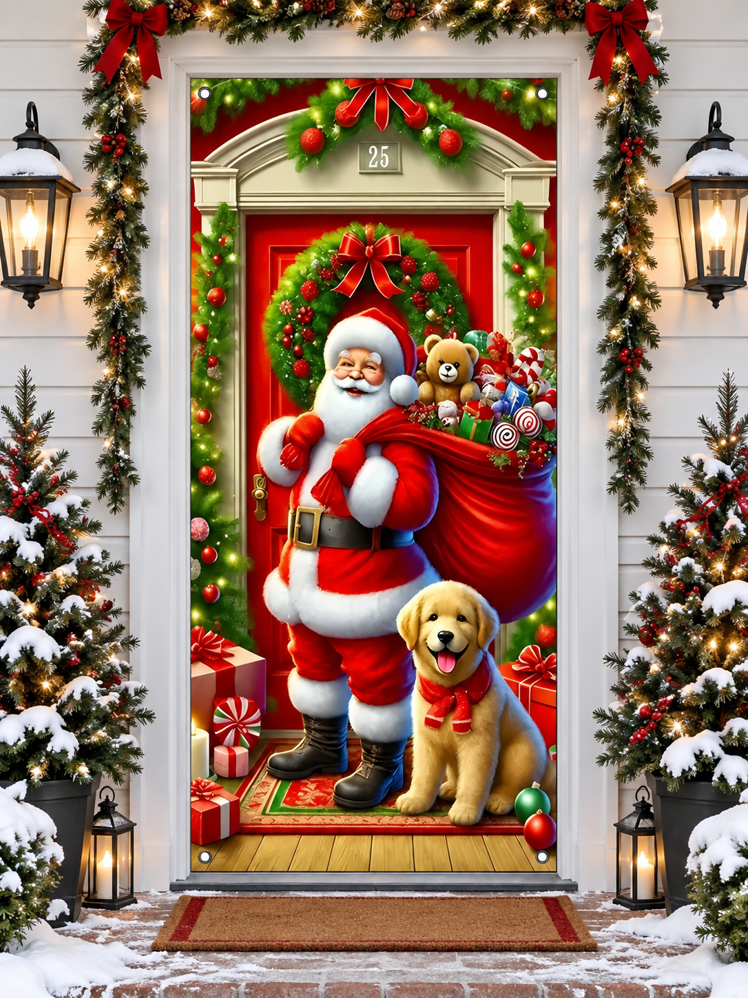 🎄 Christmas Deal – Santa Claus Door Cover 🎅 Festive Hanging Banner for Front Door Holiday Home Décor ✨