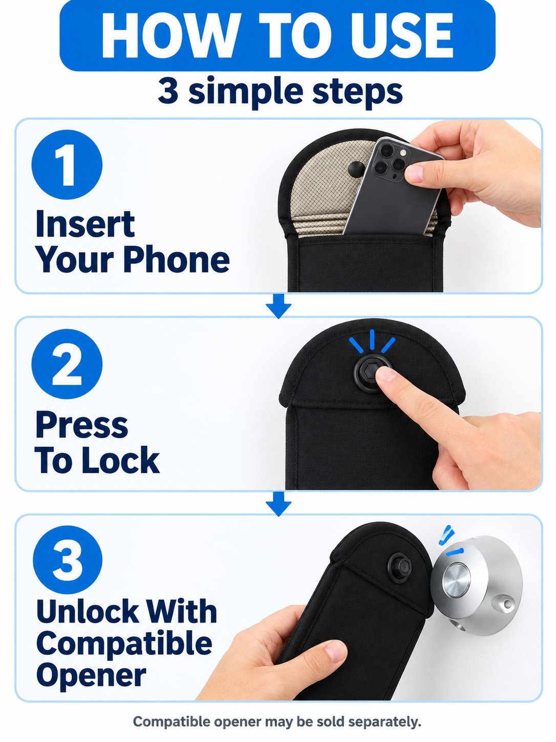 📱 Student Essential Deal – Lockable Phone Storage Pouch 🔒 Neoprene Case with Snap Closure for Devices up to 6.5″ 🎒