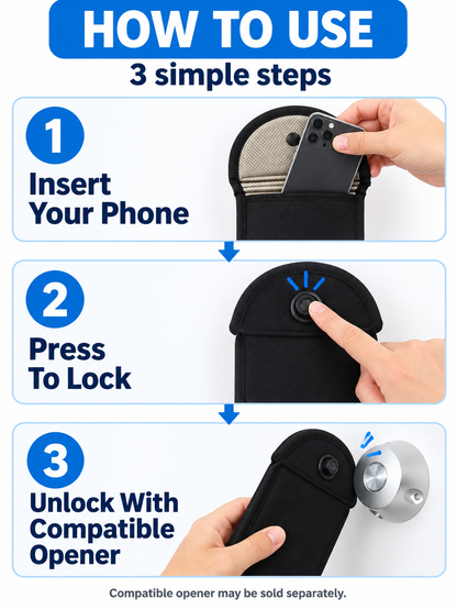 📱 Student Essential Deal – Lockable Phone Storage Pouch 🔒 Neoprene Case with Snap Closure for Devices up to 6.5″ 🎒