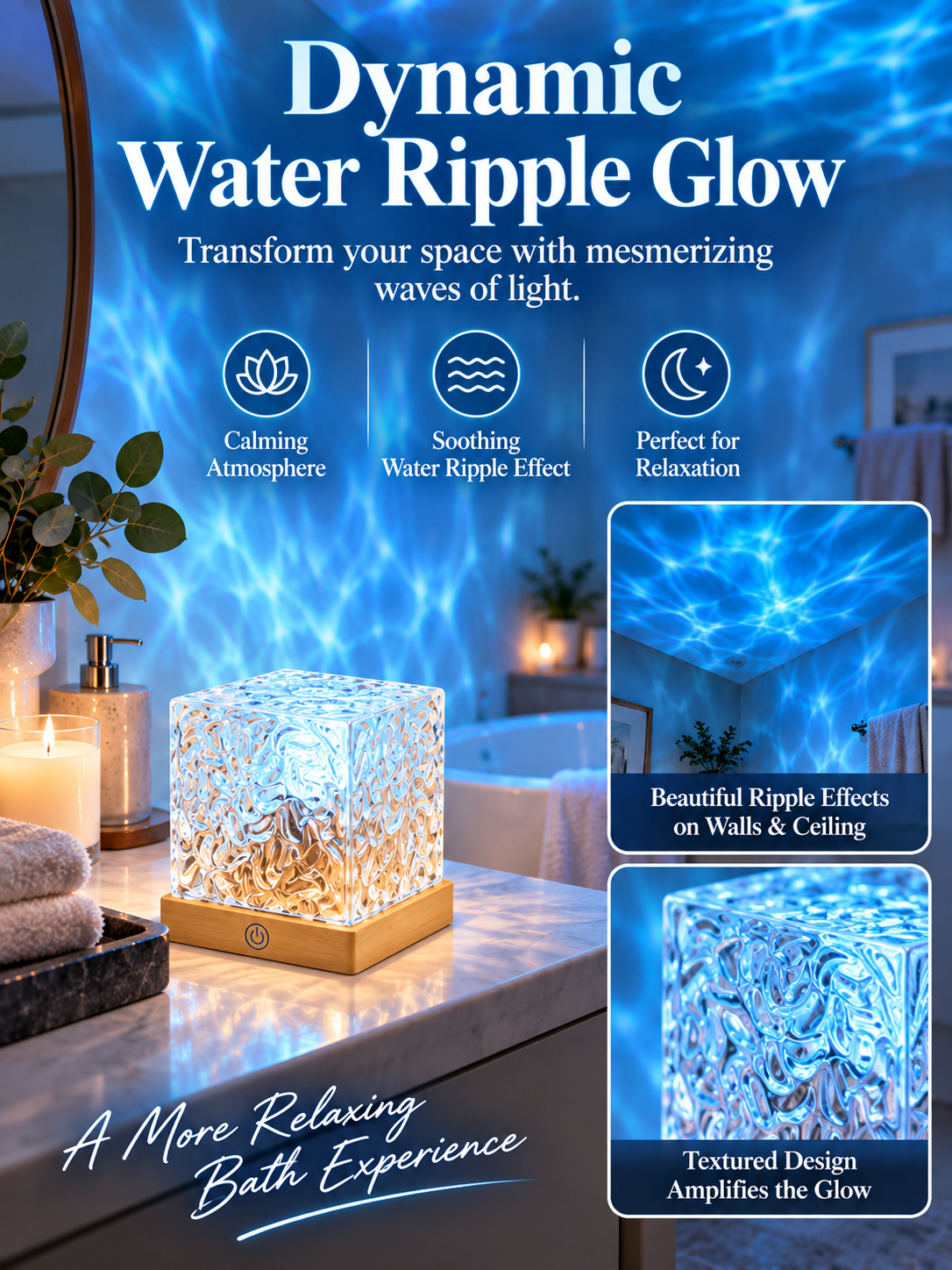 🌊 Home Glow Deal – Rechargeable Ocean Wave Shower Light 💡 16-Color Waterproof Mood Lamp with Remote & Dimmable Effects ✨
