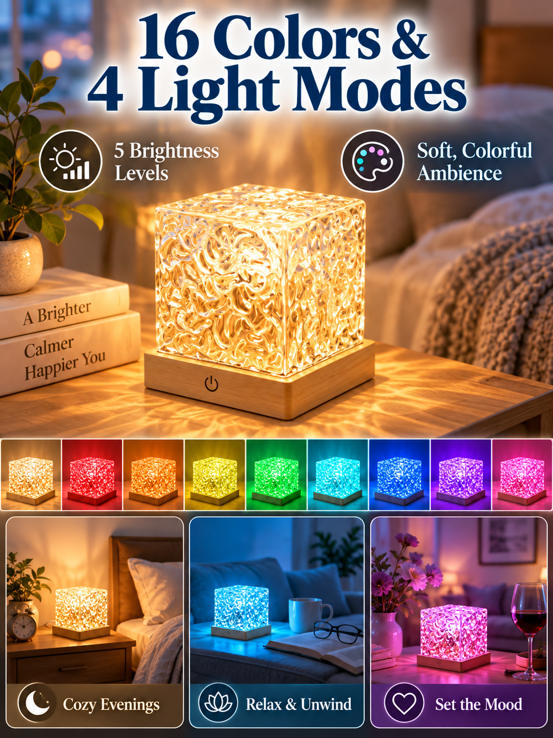🌊 Home Glow Deal – Rechargeable Ocean Wave Shower Light 💡 16-Color Waterproof Mood Lamp with Remote & Dimmable Effects ✨