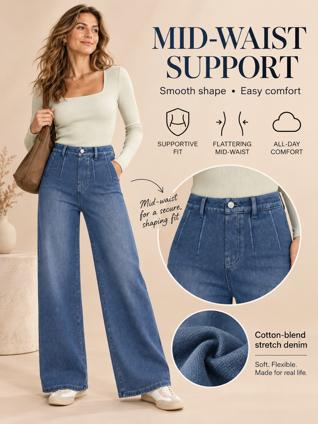 🎒 Back-to-School Deal – High-Waist Straight-Leg Stretch Jeans 👖 Sculpted Fit with Functional Pockets for Everyday Style ✨
