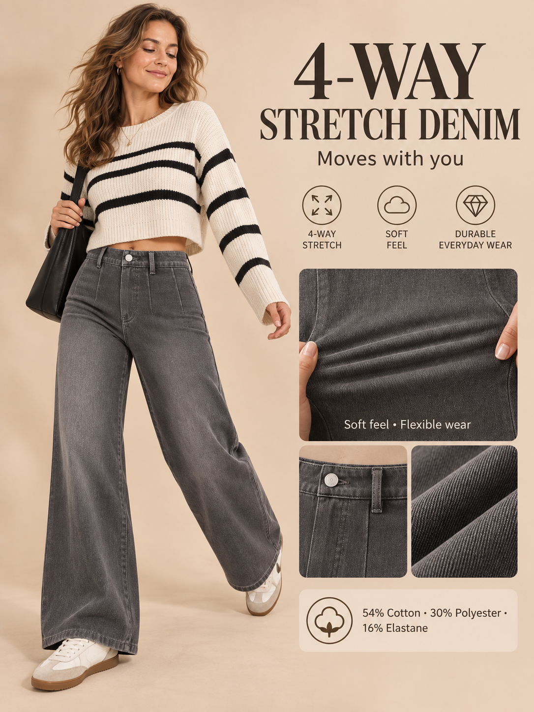 🎒 Back-to-School Deal – High-Waist Straight-Leg Stretch Jeans 👖 Sculpted Fit with Functional Pockets for Everyday Style ✨