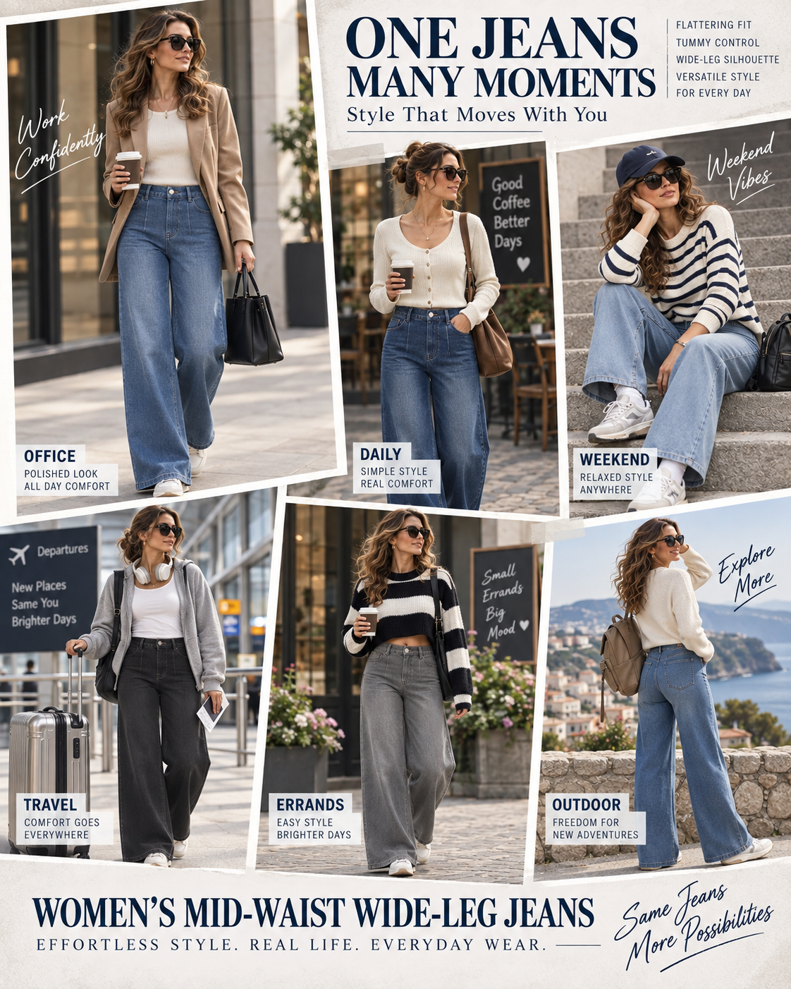 🎒 Back-to-School Deal – High-Waist Straight-Leg Stretch Jeans 👖 Sculpted Fit with Functional Pockets for Everyday Style ✨
