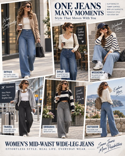 🎒 Back-to-School Deal – High-Waist Straight-Leg Stretch Jeans 👖 Sculpted Fit with Functional Pockets for Everyday Style ✨
