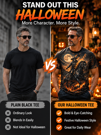 🎃 Halloween Deal – 3D Horror Print Streetwear Tee 👻 Spooky Pumpkin & Haunted House Graphic Top for Horror Fans 🖤