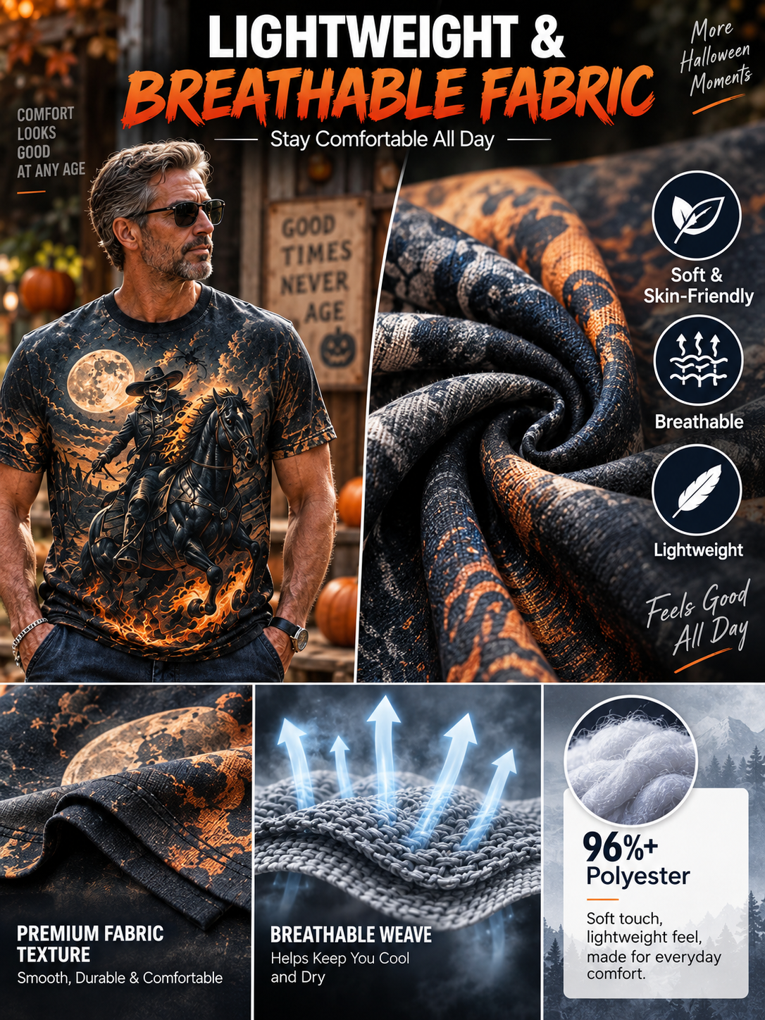 🎃 Halloween Deal – 3D Horror Print Streetwear Tee 👻 Spooky Pumpkin & Haunted House Graphic Top for Horror Fans 🖤