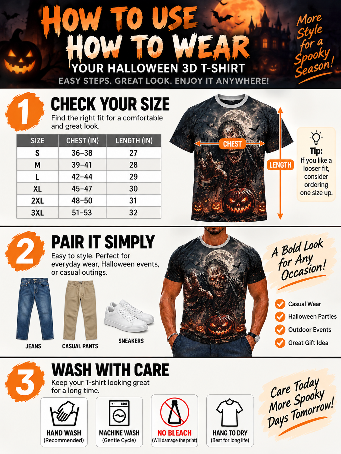 🎃 Halloween Deal – 3D Horror Print Streetwear Tee 👻 Spooky Pumpkin & Haunted House Graphic Top for Horror Fans 🖤