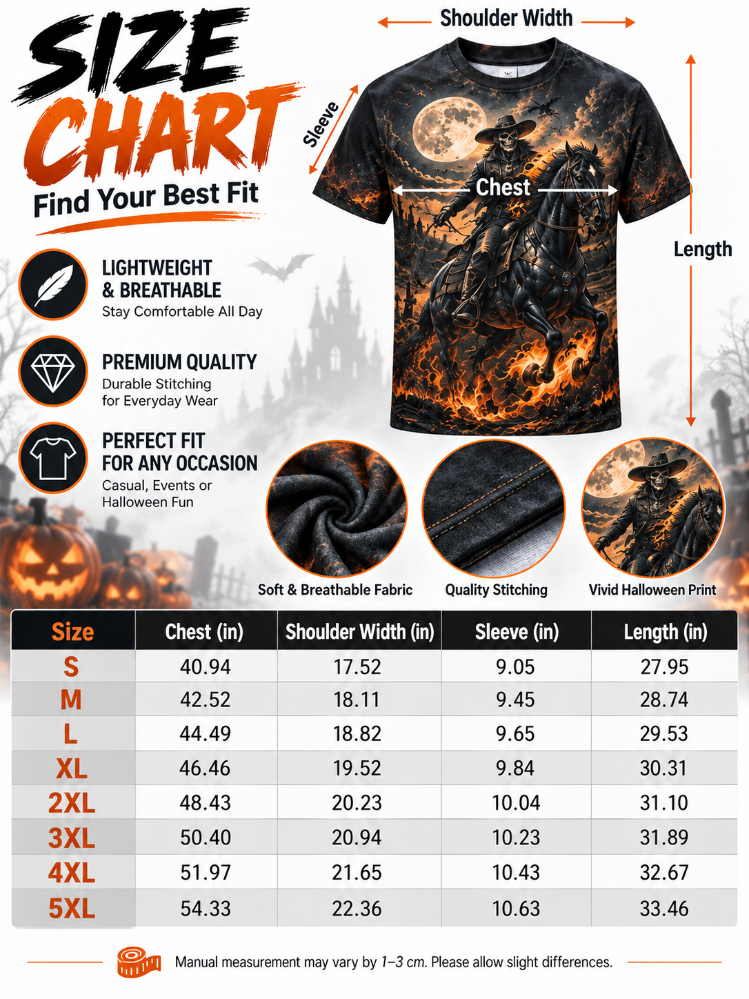 🎃 Halloween Deal – 3D Horror Print Streetwear Tee 👻 Spooky Pumpkin & Haunted House Graphic Top for Horror Fans 🖤