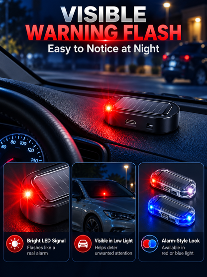 🚗 Auto Accessory Deal – 2-Pack Solar LED Warning Lights ☀️ Wireless Flashing Car Security Decoys with Automatic Light Sensor ✨
