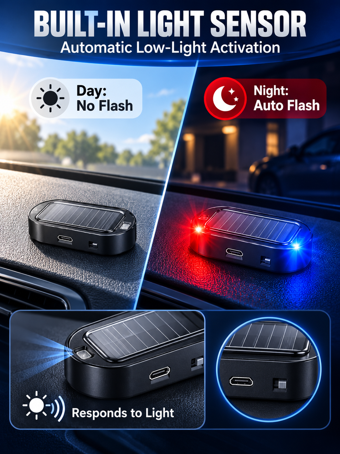 🚗 Auto Accessory Deal – 2-Pack Solar LED Warning Lights ☀️ Wireless Flashing Car Security Decoys with Automatic Light Sensor ✨