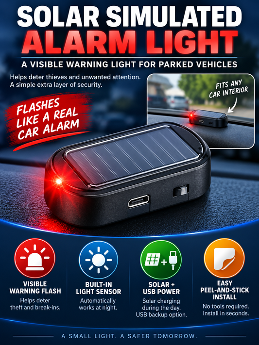 🚗 Auto Accessory Deal – 2-Pack Solar LED Warning Lights ☀️ Wireless Flashing Car Security Decoys with Automatic Light Sensor ✨