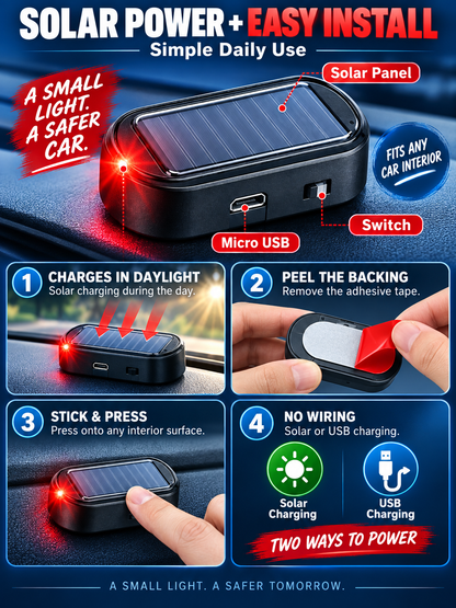 🚗 Auto Accessory Deal – 2-Pack Solar LED Warning Lights ☀️ Wireless Flashing Car Security Decoys with Automatic Light Sensor ✨