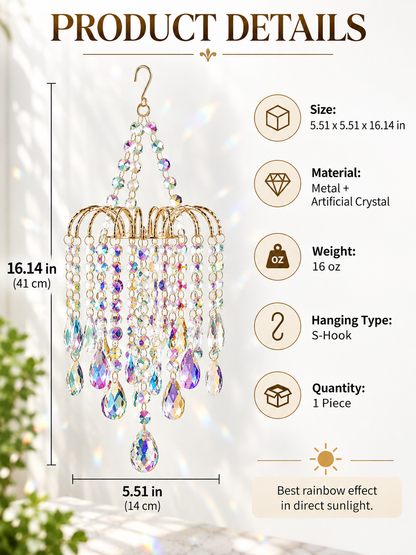 ✨ Home Decor Deal – Hanging Crystal Sun Catcher 🌈 Elegant Gold-Tone Window Ornament for Beautiful Rainbow Light Reflections 💎