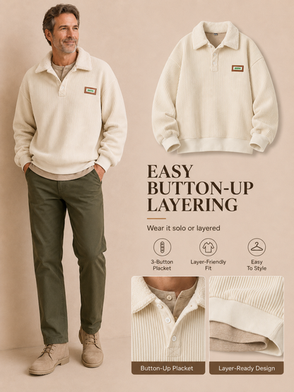 🍂 Autumn Winter Corduroy Sweater 🧥🤎 Cozy Fleece Lined Stylish Vintage Streetwear Long Sleeve Outfit