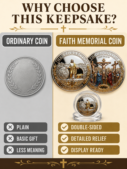 ✝️ Easter Memorial Coin  🙏🌸 Cross Design Religious Alloy Keepsake Collectible Decorative Gift for Home Church & Family