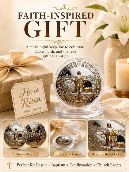 ✝️ Easter Memorial Coin  🙏🌸 Cross Design Religious Alloy Keepsake Collectible Decorative Gift for Home Church & Family