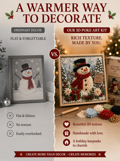 🎄 Christmas Poke Art Kit ⛄🎁 DIY Snowman Embroidery Craft Handmade Holiday Wall Decor for Beginners & Adults