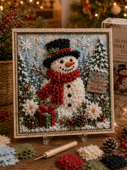 🎄 Christmas Poke Art Kit ⛄🎁 DIY Snowman Embroidery Craft Handmade Holiday Wall Decor for Beginners & Adults