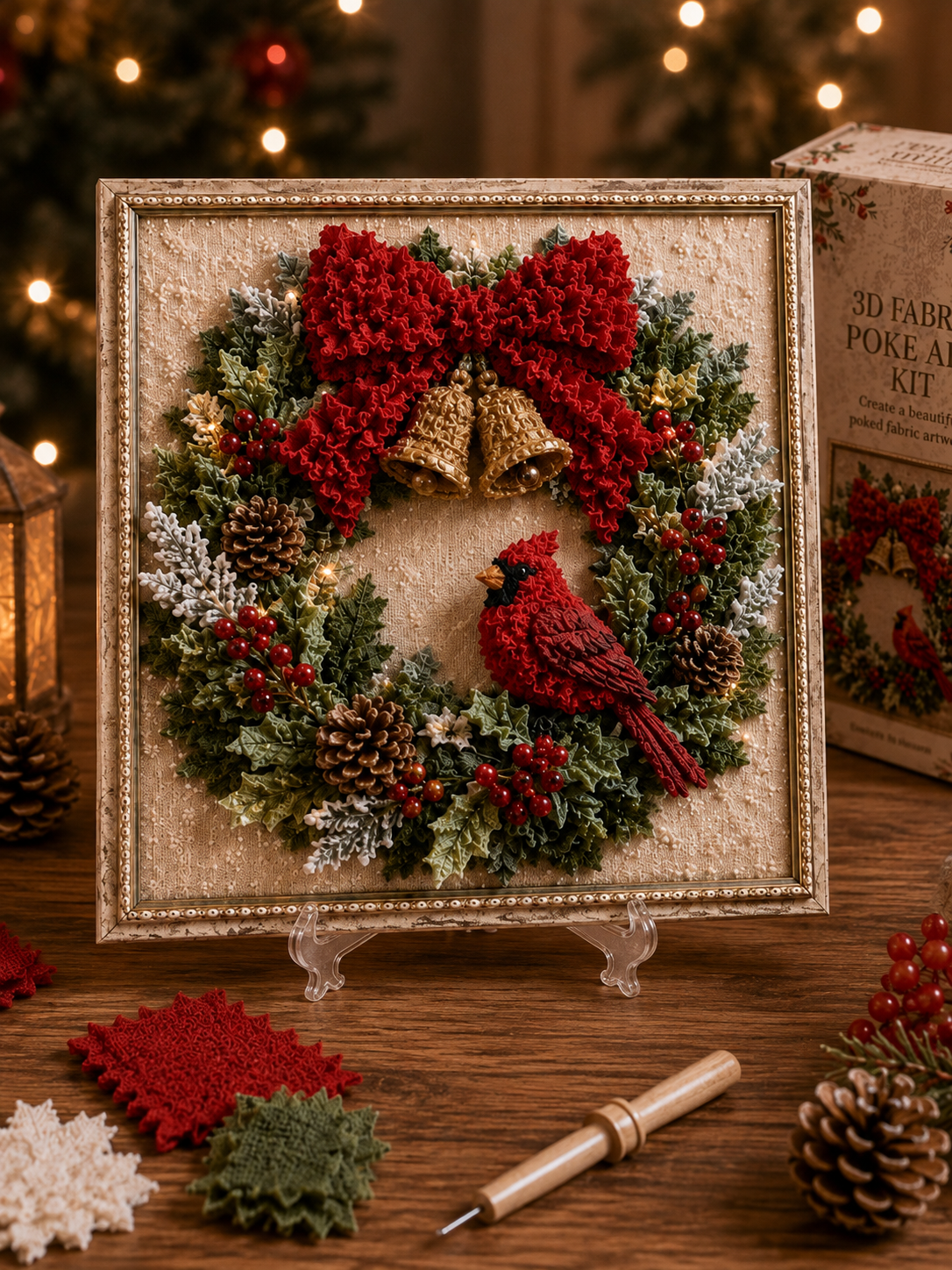 🎄 Christmas Poke Art Kit ⛄🎁 DIY Snowman Embroidery Craft Handmade Holiday Wall Decor for Beginners & Adults