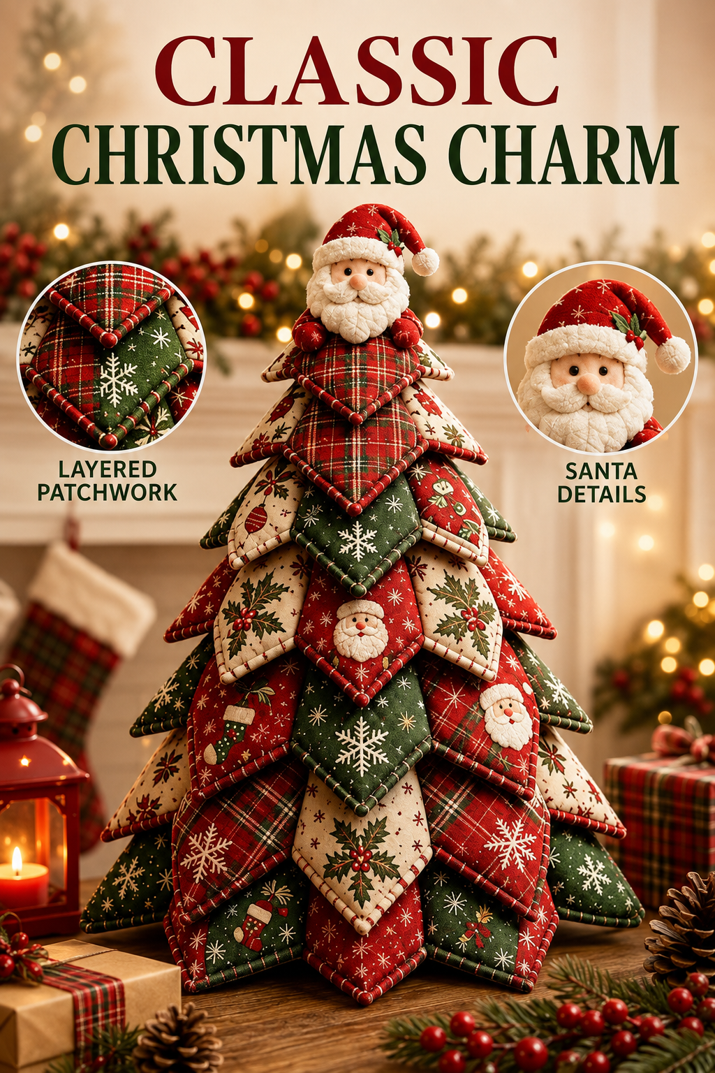 🎅 Christmas Tree DIY Kit 🎄🎁 Festive Patchwork Fabric Craft Cute Tabletop Holiday Decor Centerpiece