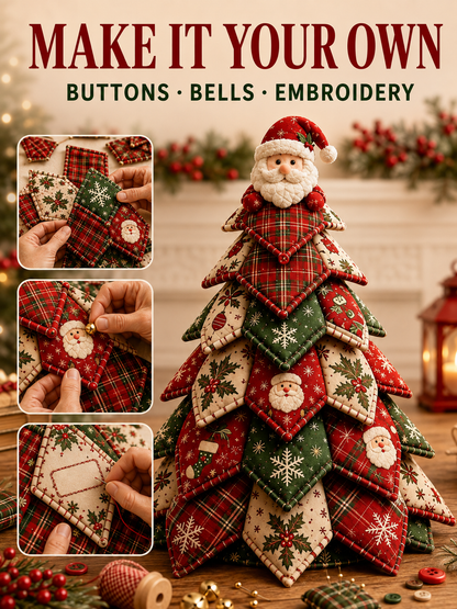 🎅 Christmas Tree DIY Kit 🎄🎁 Festive Patchwork Fabric Craft Cute Tabletop Holiday Decor Centerpiece