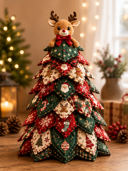 🎅 Christmas Tree DIY Kit 🎄🎁 Festive Patchwork Fabric Craft Cute Tabletop Holiday Decor Centerpiece