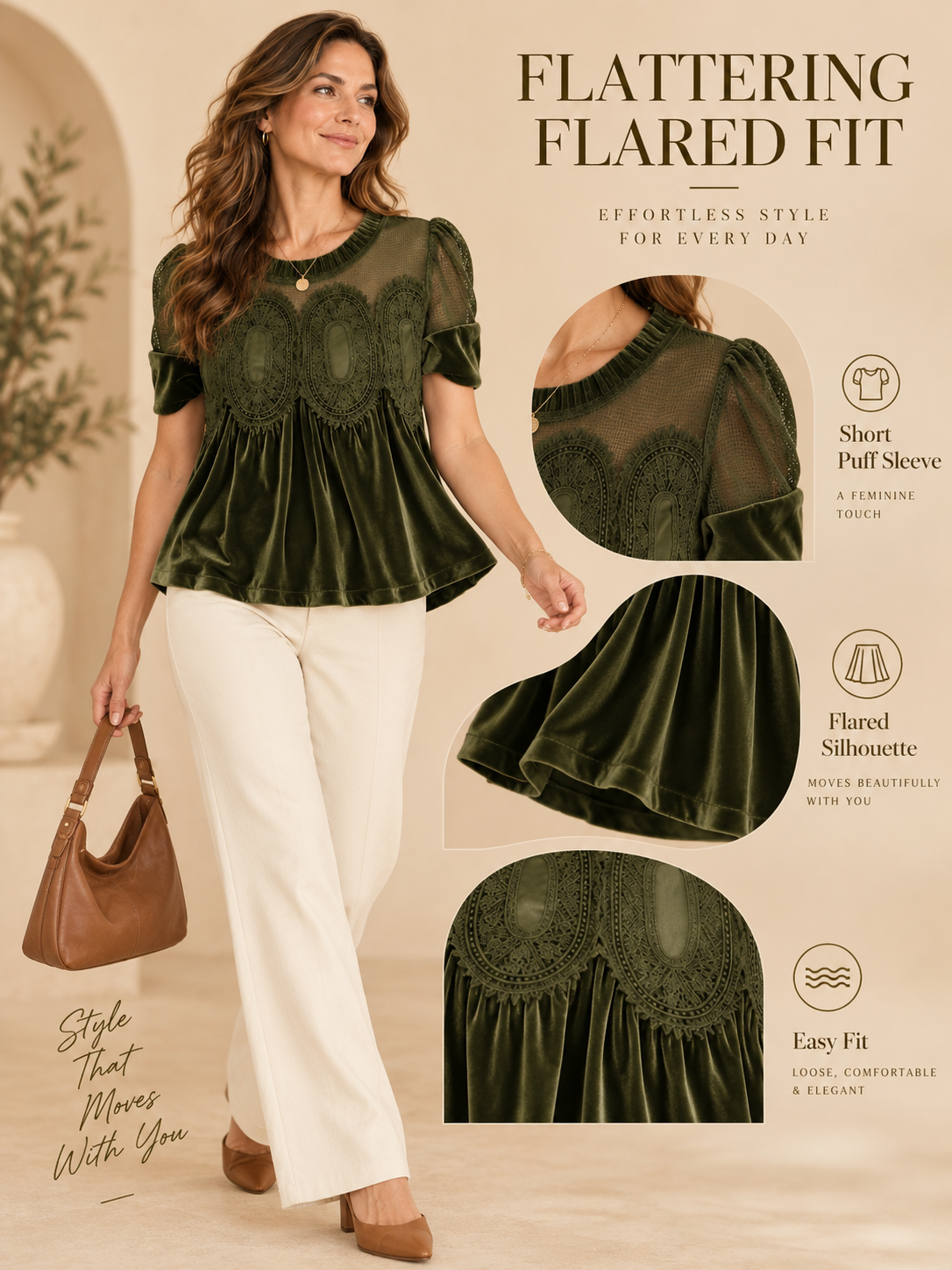 🌸 Fashion Deal – Women’s Velvet Ruffle Blouse ✨ Elegant Lace-Trimmed Short-Sleeve Top for Vintage Everyday Style 💕