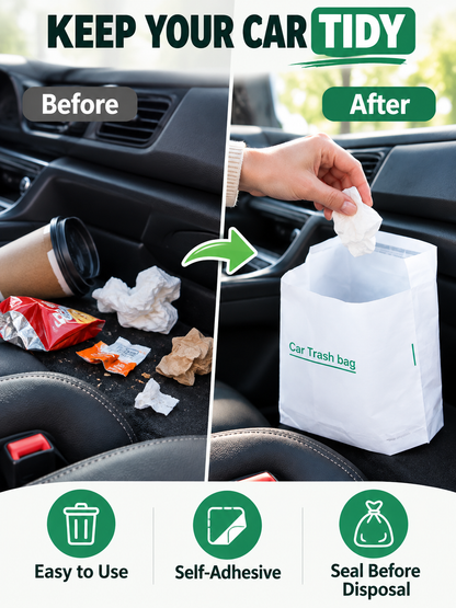 🚗 Car Care Deal – Disposable Adhesive Trash Bags 🗑️ Vertical Mini Waste Pouches for a Cleaner, Clutter-Free Vehicle Interior ✨
