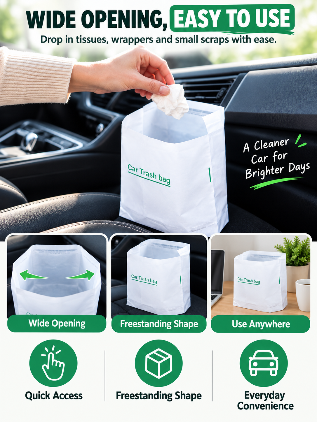 🚗 Car Care Deal – Disposable Adhesive Trash Bags 🗑️ Vertical Mini Waste Pouches for a Cleaner, Clutter-Free Vehicle Interior ✨