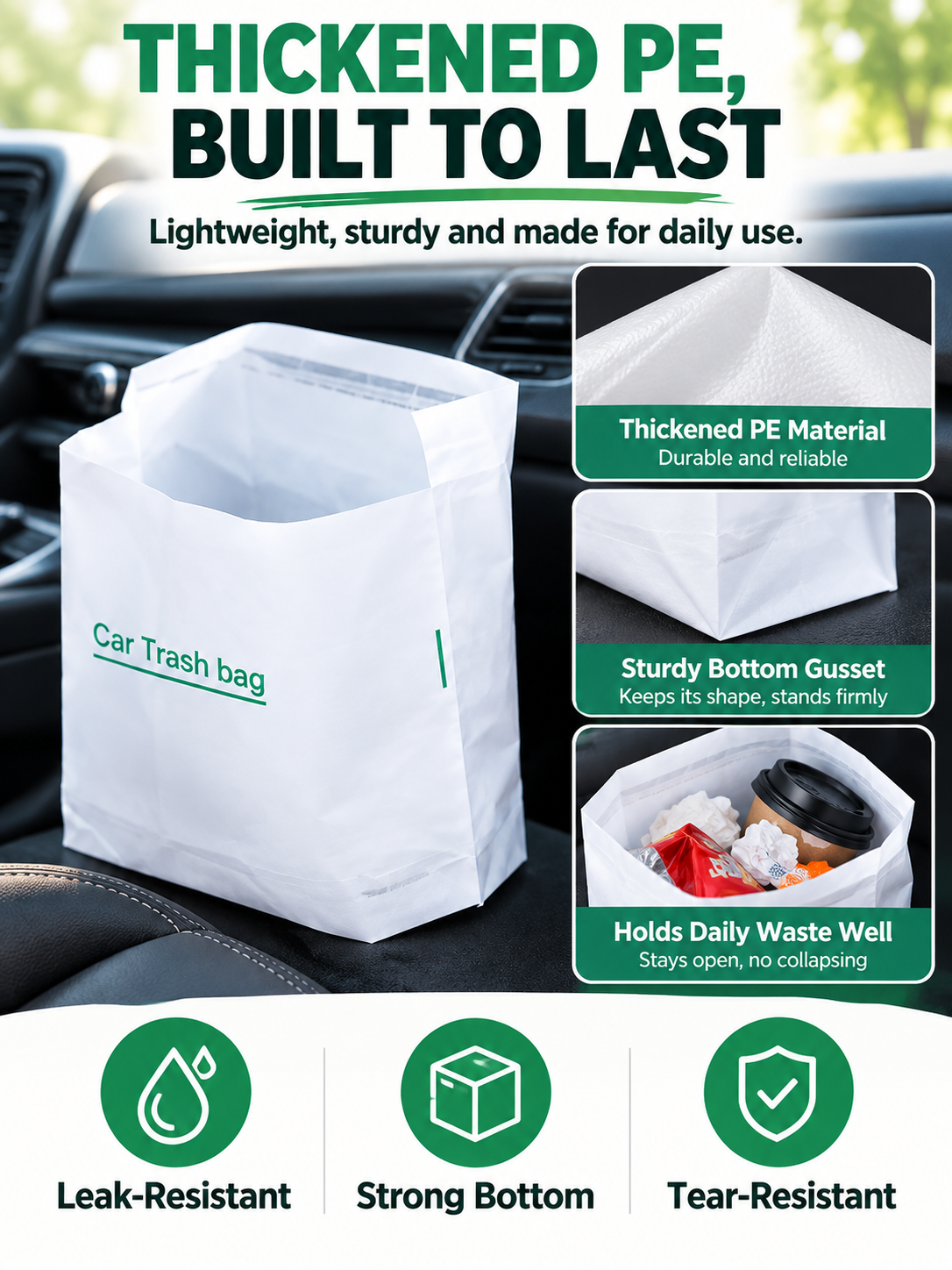 🚗 Car Care Deal – Disposable Adhesive Trash Bags 🗑️ Vertical Mini Waste Pouches for a Cleaner, Clutter-Free Vehicle Interior ✨