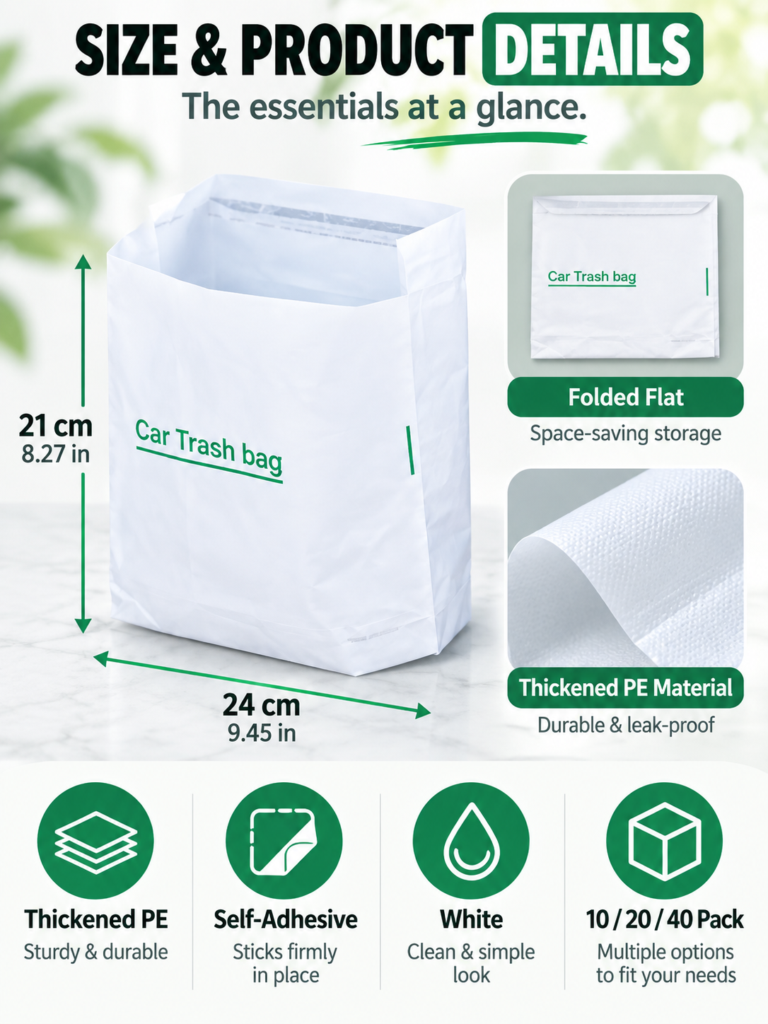 🚗 Car Care Deal – Disposable Adhesive Trash Bags 🗑️ Vertical Mini Waste Pouches for a Cleaner, Clutter-Free Vehicle Interior ✨