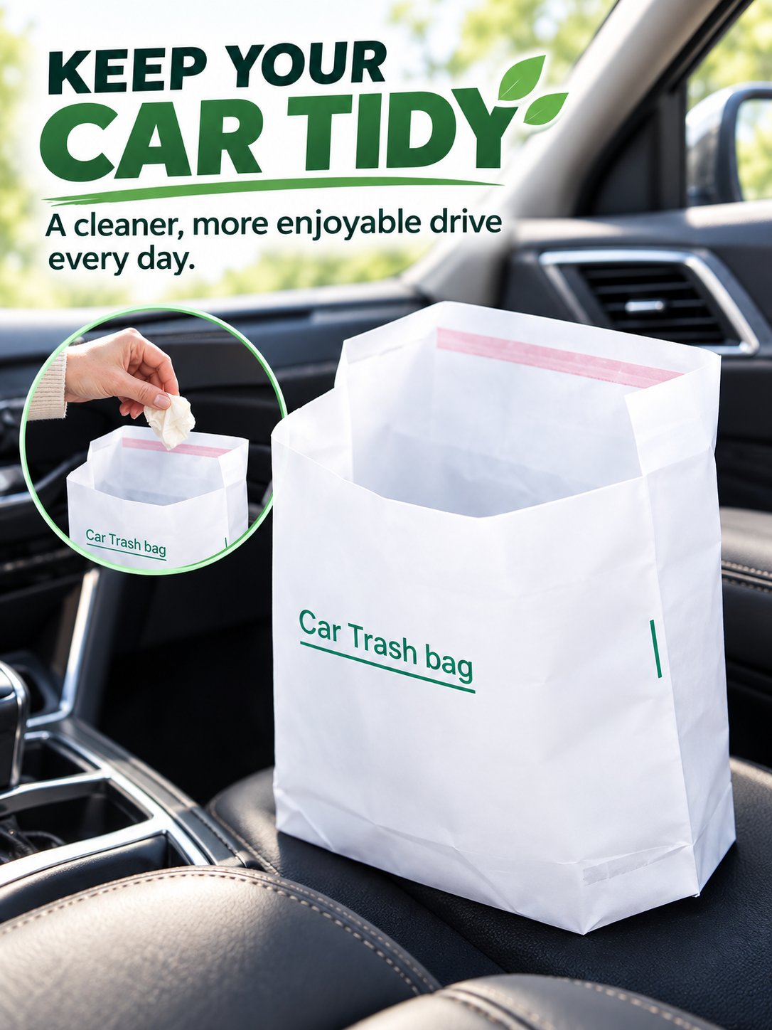 🚗 Car Care Deal – Disposable Adhesive Trash Bags 🗑️ Vertical Mini Waste Pouches for a Cleaner, Clutter-Free Vehicle Interior ✨