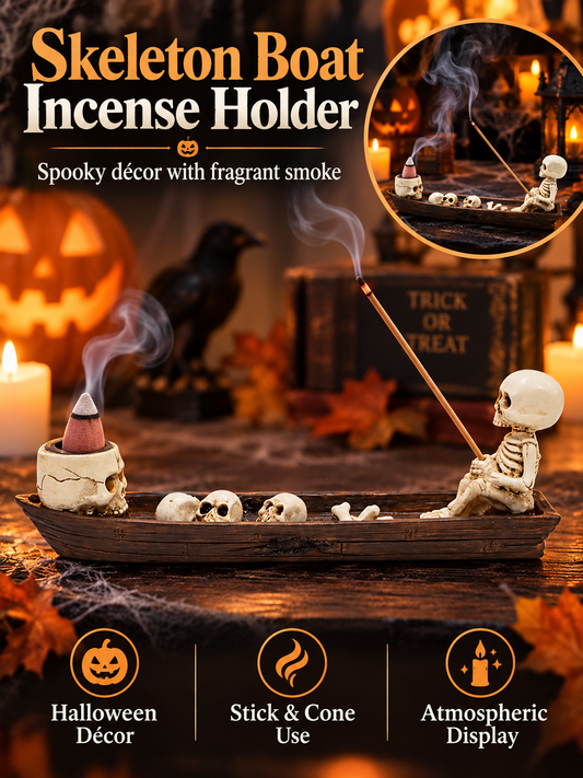 🎃 Halloween Deal – Skull Incense Burner Holder 💀 Spooky Skeleton Décor for Incense Sticks & Cones in Your Home 🕯️