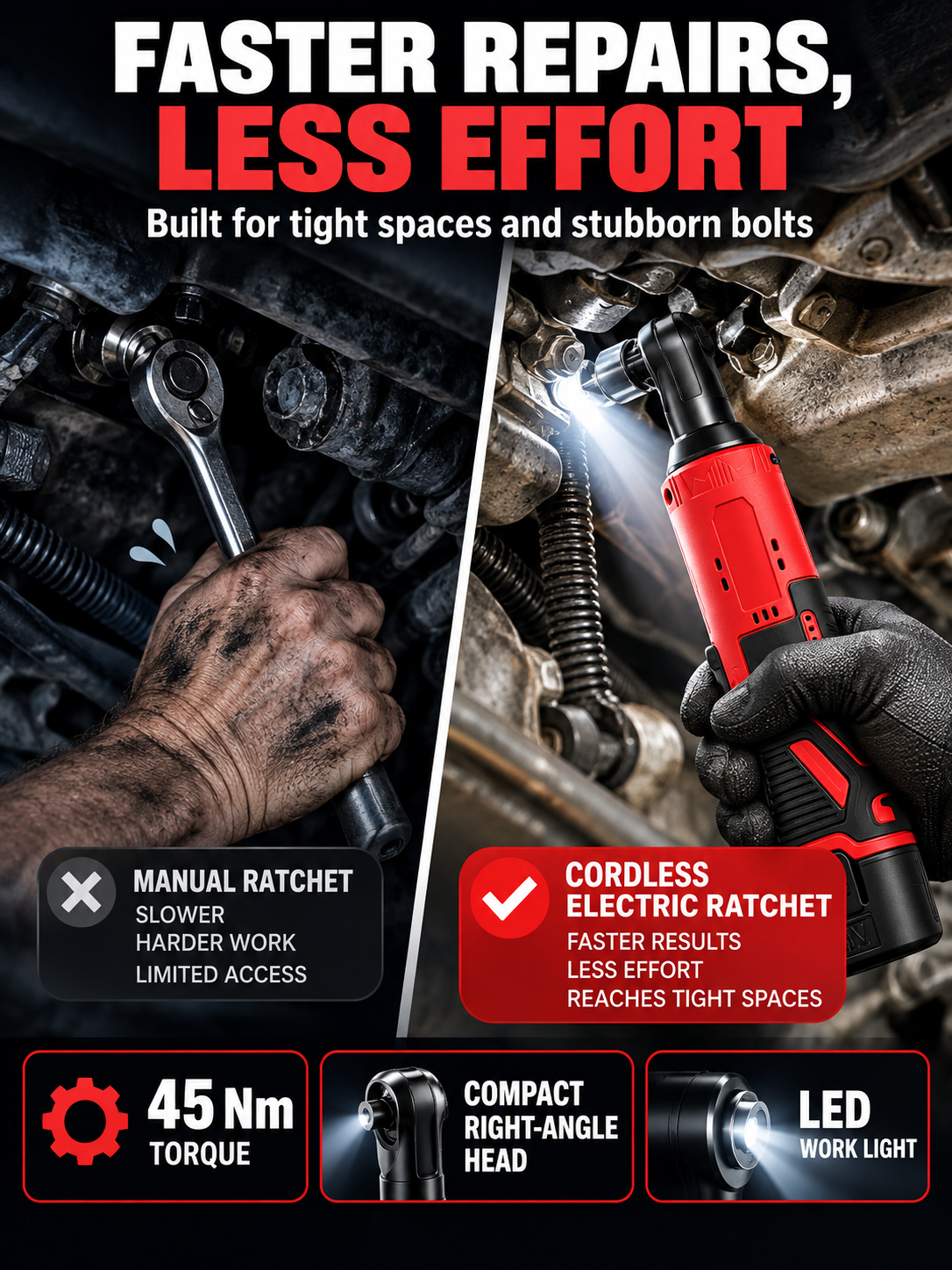 🔧 Auto Tool Deal – Cordless Right-Angle Ratchet Wrench ⚙️ 3/8-Inch High-Torque Power Tool for Fast Bolt & Nut Removal 🚗