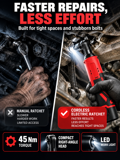 🔧 Auto Tool Deal – Cordless Right-Angle Ratchet Wrench ⚙️ 3/8-Inch High-Torque Power Tool for Fast Bolt & Nut Removal 🚗