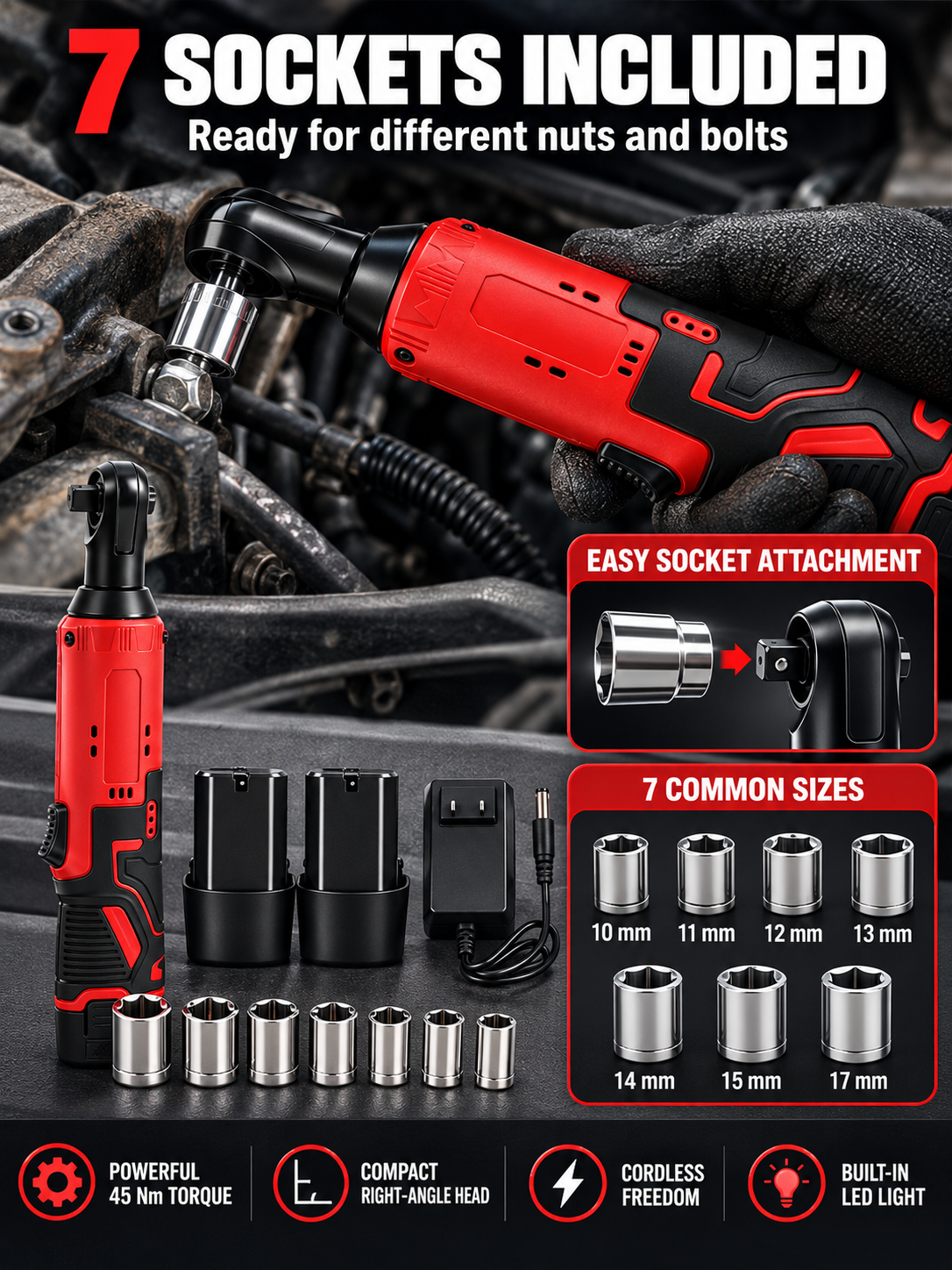 🔧 Auto Tool Deal – Cordless Right-Angle Ratchet Wrench ⚙️ 3/8-Inch High-Torque Power Tool for Fast Bolt & Nut Removal 🚗
