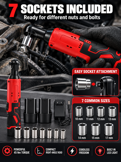 🔧 Auto Tool Deal – Cordless Right-Angle Ratchet Wrench ⚙️ 3/8-Inch High-Torque Power Tool for Fast Bolt & Nut Removal 🚗