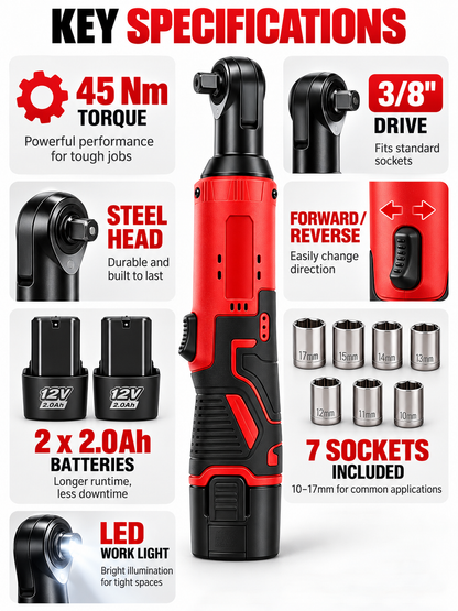 🔧 Auto Tool Deal – Cordless Right-Angle Ratchet Wrench ⚙️ 3/8-Inch High-Torque Power Tool for Fast Bolt & Nut Removal 🚗