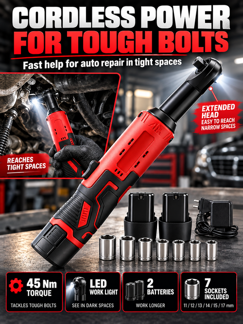 🔧 Auto Tool Deal – Cordless Right-Angle Ratchet Wrench ⚙️ 3/8-Inch High-Torque Power Tool for Fast Bolt & Nut Removal 🚗