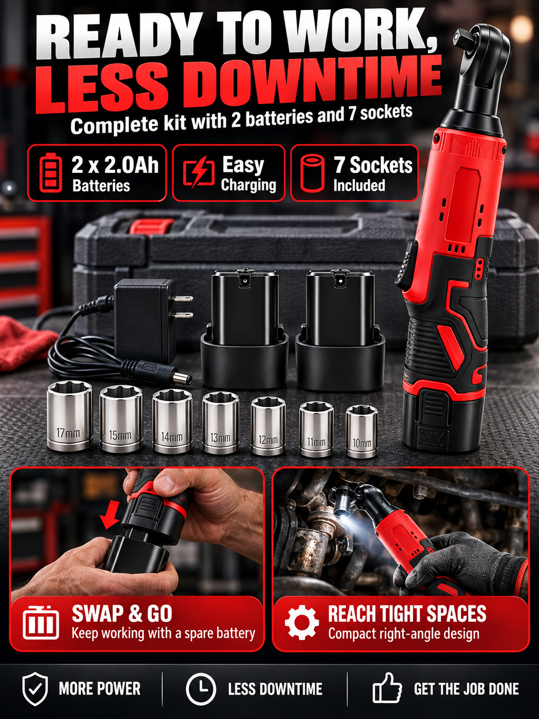🔧 Auto Tool Deal – Cordless Right-Angle Ratchet Wrench ⚙️ 3/8-Inch High-Torque Power Tool for Fast Bolt & Nut Removal 🚗