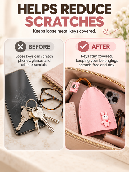 🎀 Cute Gift Deal – Cartoon Pull-Out Key Pouch 🔑 Portable Leather Holder with Quick-Access Design for Scratch-Free Key Storage ✨