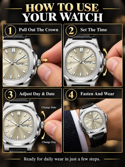 ⌚ Style Deal – Men’s Waterproof Analog Watch ✨ Sporty Quartz Timepiece with Date-Day Display & Comfortable Leather-Style Strap 🎁