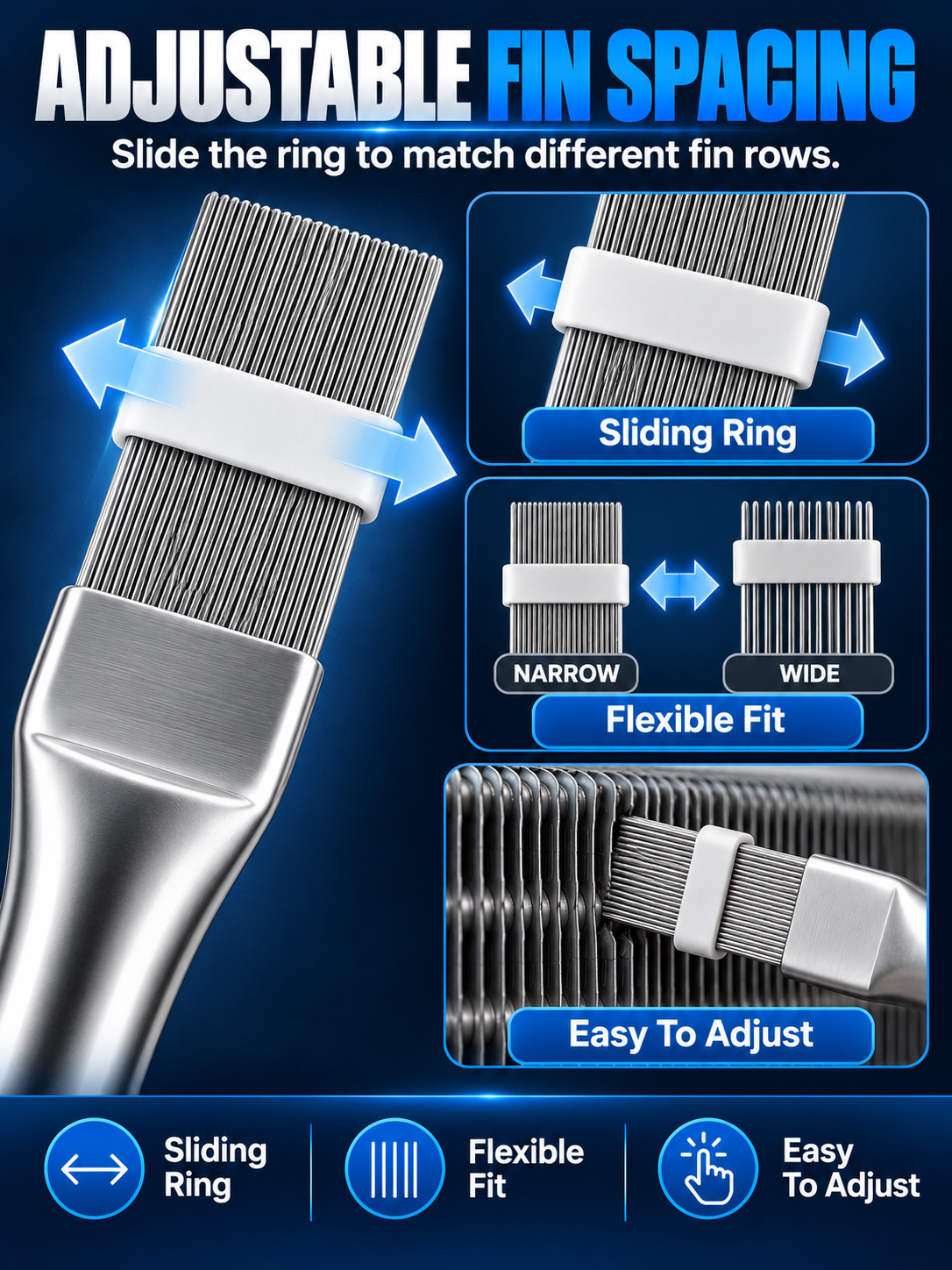 ❄️ AC Care Deal – Adjustable Fin Straightener Tool 🛠️ Stainless Steel Comb for Cleaning & Restoring Air Conditioner and Radiator Fins ✨
