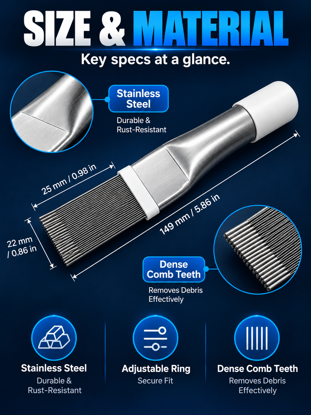 ❄️ AC Care Deal – Adjustable Fin Straightener Tool 🛠️ Stainless Steel Comb for Cleaning & Restoring Air Conditioner and Radiator Fins ✨