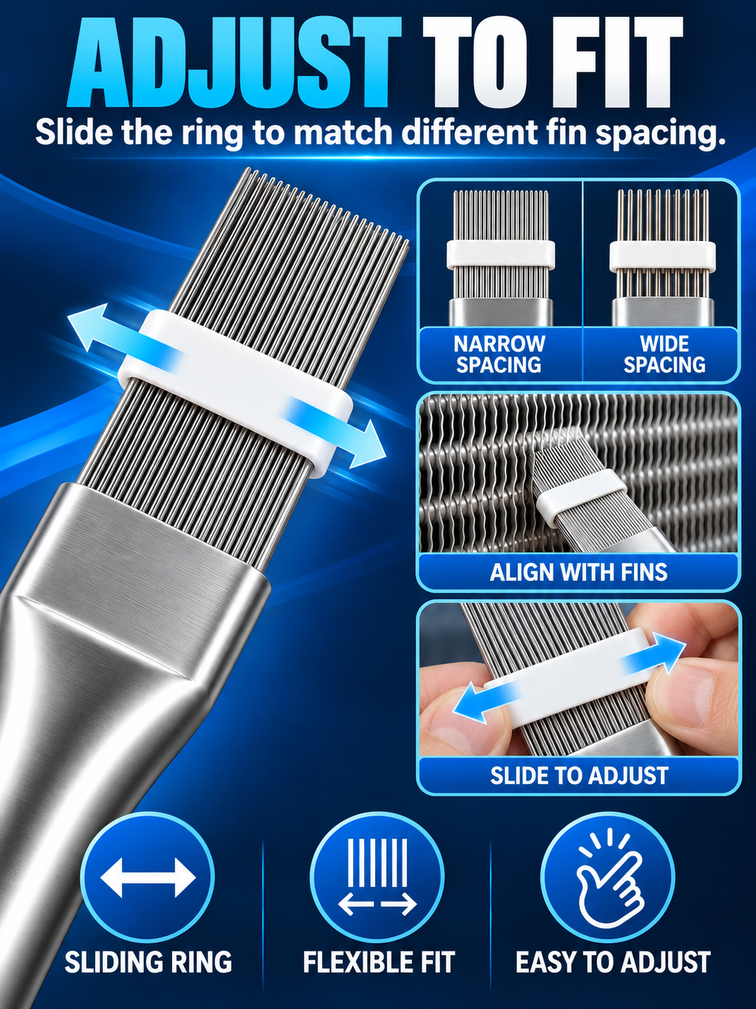 ❄️ AC Care Deal – Adjustable Fin Straightener Tool 🛠️ Stainless Steel Comb for Cleaning & Restoring Air Conditioner and Radiator Fins ✨