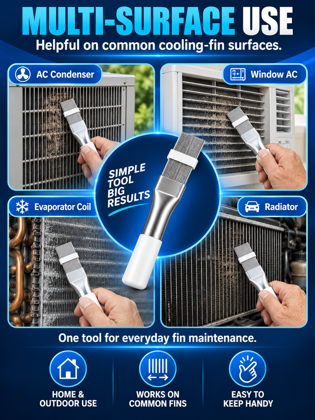 ❄️ AC Care Deal – Adjustable Fin Straightener Tool 🛠️ Stainless Steel Comb for Cleaning & Restoring Air Conditioner and Radiator Fins ✨