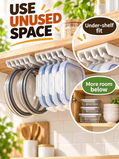 🏠 Kitchen Organization Deal – 5-Slot Lid Storage Rack 🍳 Space-Saving Holder for Cabinets, Drawers, Shelves & Walls ✨